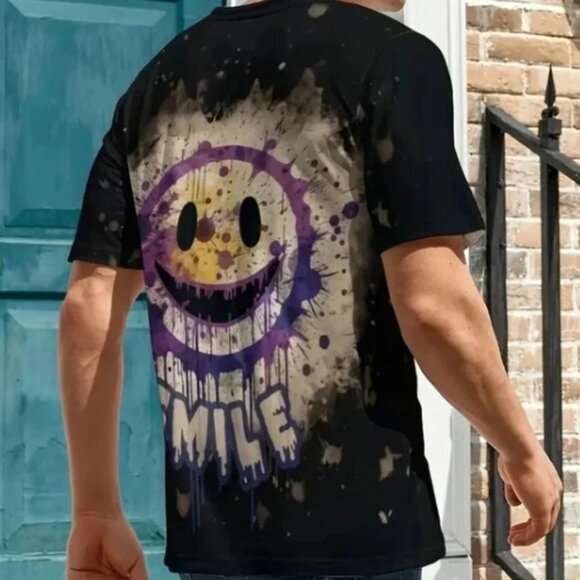 Men’s Distorted Smiley Face Graphic Tee - Picture 2 of 4